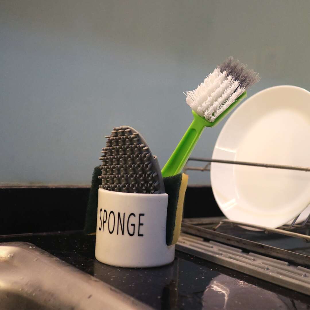 Sponge and Brush Holder Ceramic White 